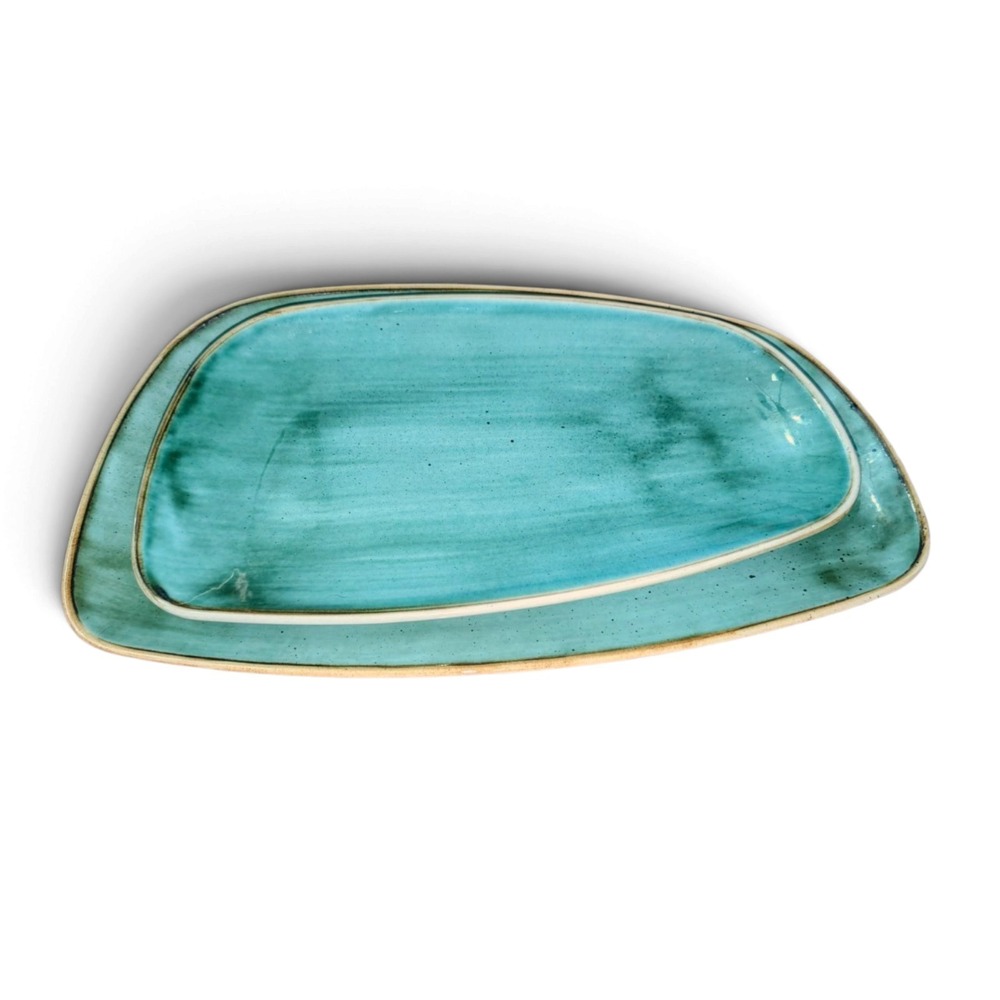 Set of 2 Churchill STONECAST Samphire Green Chefs Oblong Plate Dinner Party
